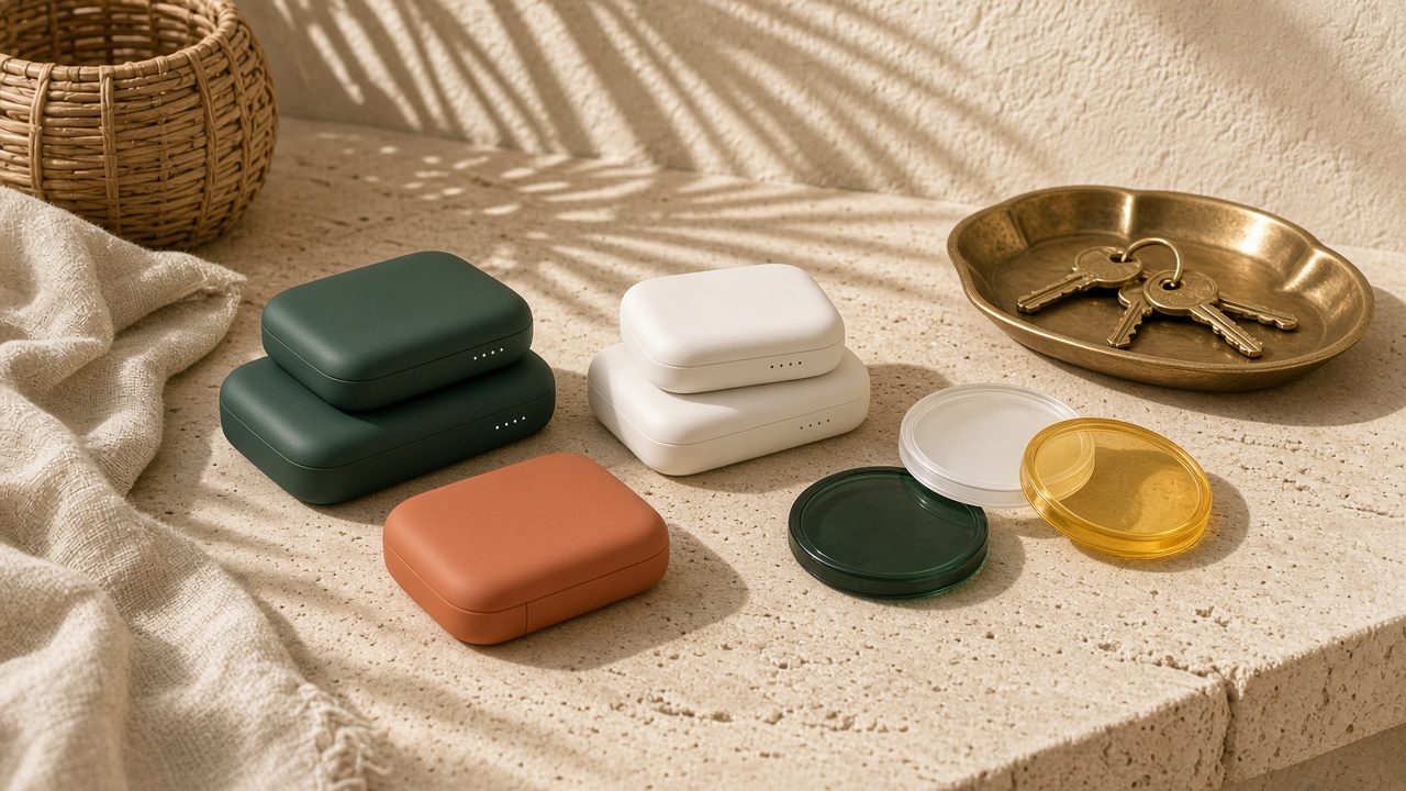 Accessory add-ons beside a brass lamp