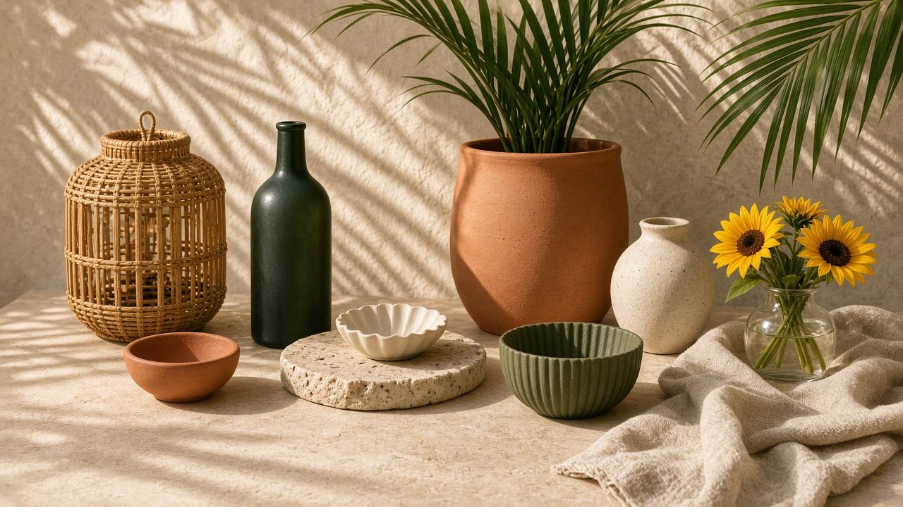 Products staged for demo video in a calm interior